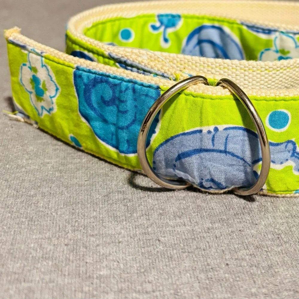 Lilly Pulitzer Blue and Green Canvas Belt 100%Cotton
